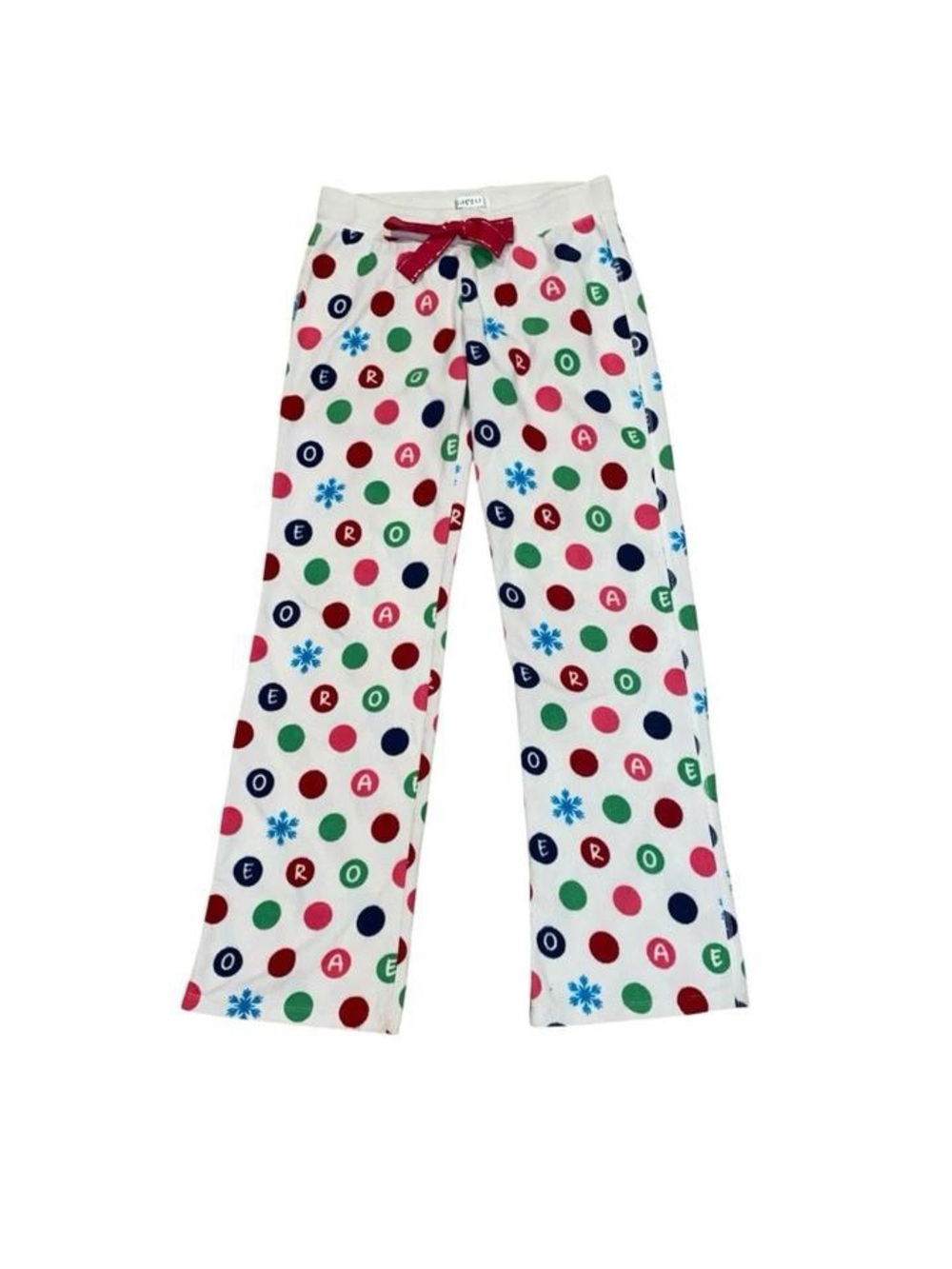 2011 Aeropostale polka dot snowflake fleece pajama pants